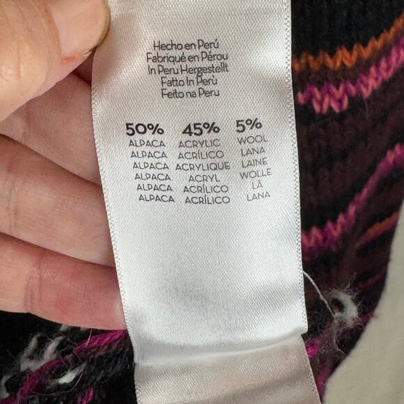 MOTHER Alpaca Blend Sweater Size XS Stripes Bell Sleeve Crop Sweater Chunky - Picture 10 of 12